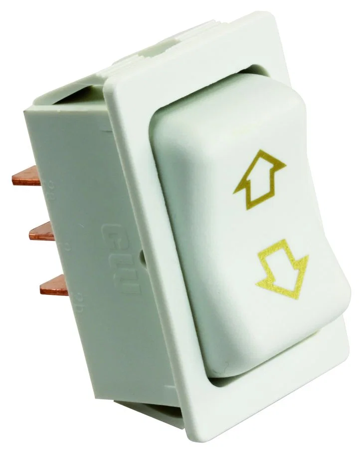 12385 – JR PRODUCTS Slide Out Switch, Momentary Switch 4 Pin Terminal 1.85 Inch x 1.20 Inch Cutout 40 Amp/ 12 Volt Wh...